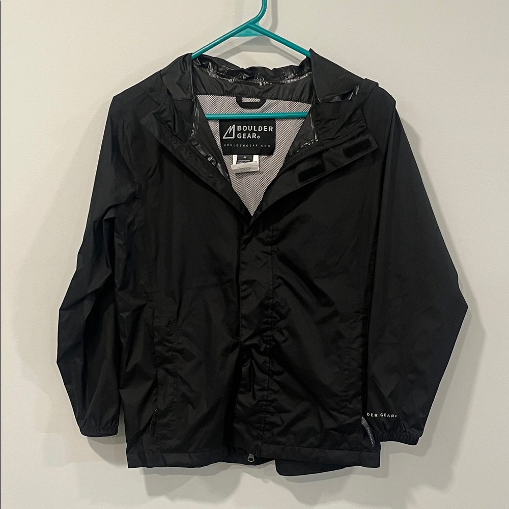 Youth Black Rain Jacket Windbreaker
